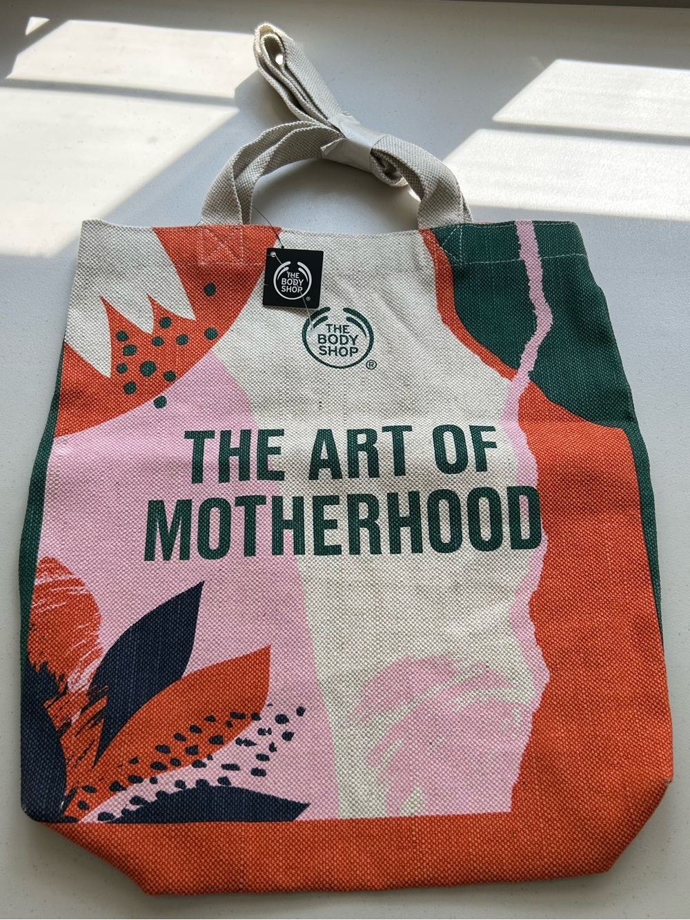 Body Shop The Art of Motherhood 2019 Tote Shopping Bag Jute Cotton Woven NEW NWT